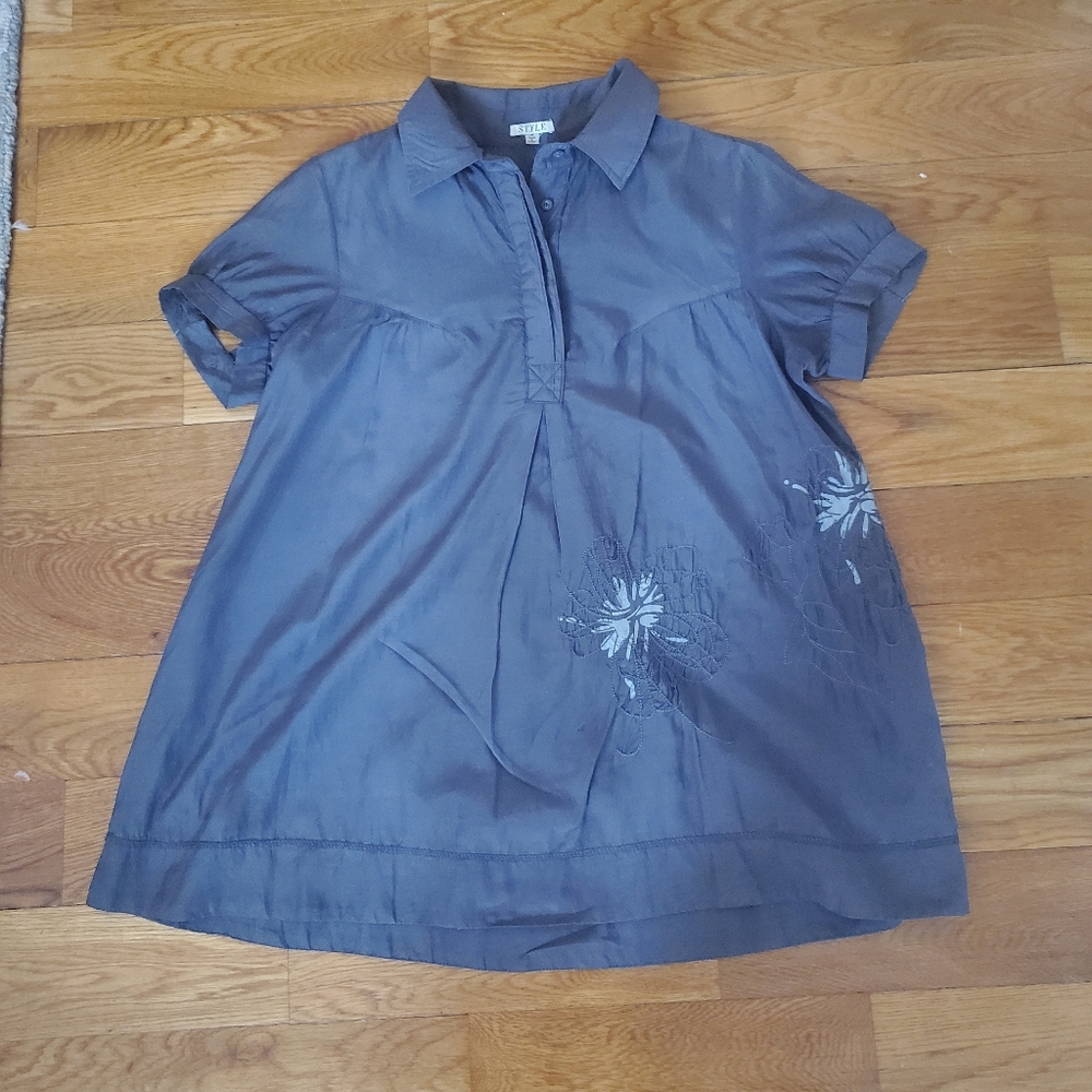 Grey cotton top size M short sleeve